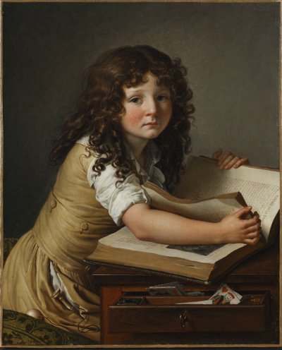 Benoît Agnès Trioson con un libro da Anne Louis Girodet de Roucy Trioson