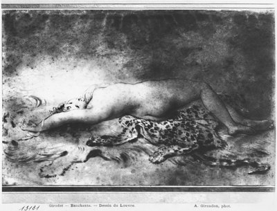 Giovane ragazza nuda sdraiata su una pelle di animale da Anne Louis Girodet de Roucy Trioson