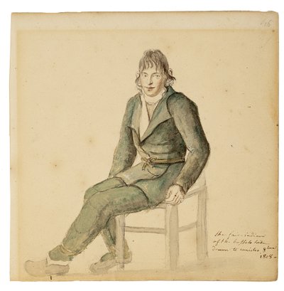 Fiero uomo indiano americano della tribù dei Buffalo, Canisteo, New York, 1808 da Anne Marguerite Hyde de Neuville