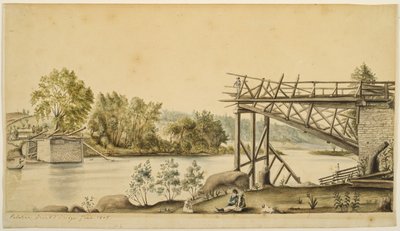 Ponte incompleto, Palatine, New York, 1808 da Anne Marguerite Hyde de Neuville