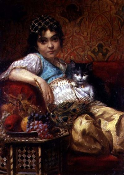 Ragazza turca con un gatto da Anne Marie Wirth