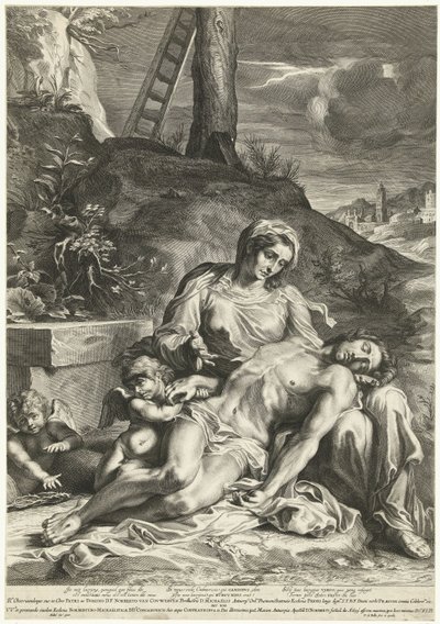 Pietà, incisa da Pieter de Bailliu da Annibale (after) Carracci