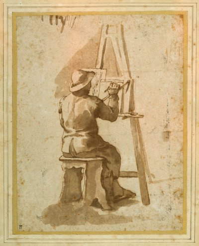 Un giovane pittore seduto al suo cavalletto da Annibale (follower of) Carracci
