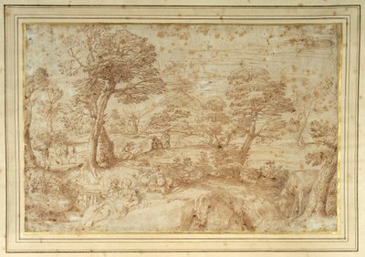 Paesaggio con il Riposo durante la fuga in Egitto, dopo Annibale Carracci da Annibale (studio of) Carracci