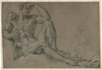 Ercole a riposo (recto); Vaso con manico (verso) da Annibale Carracci