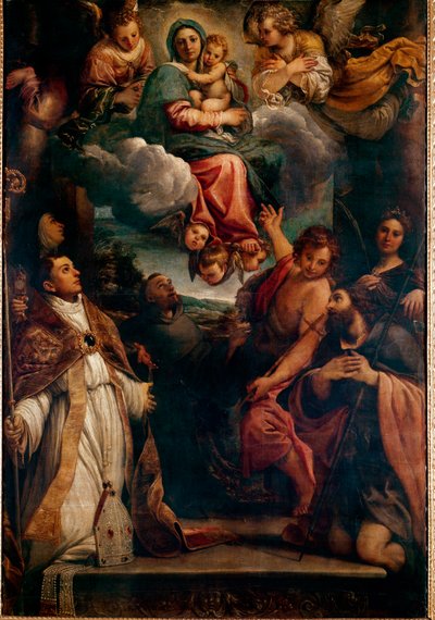 Madonna in gloria con il bambino e sei santi da Annibale Carracci