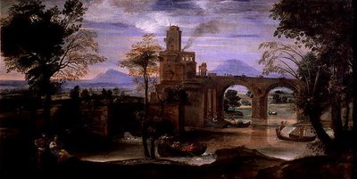 Paesaggio romano con un ponte da Annibale Carracci
