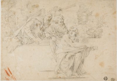 Susanna e i vecchioni (recto); Testa di donna di profilo (verso) da Annibale Carracci