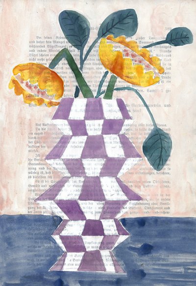 Vaso con fiori dorati da Annick