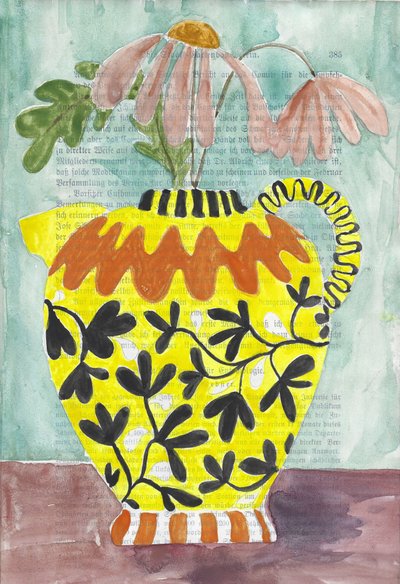 Vaso giallo con fiori da Annick