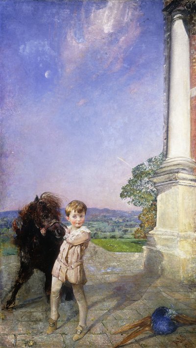Un bambino con un pony Shetland da Annie Louisa Swynnerton