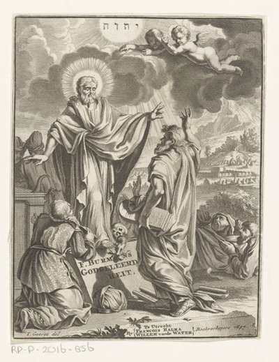 Rappresentazione allegorica con Cristo, Mosè e figura inginocchiata da Anonymous