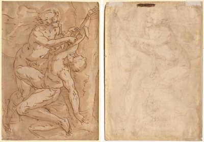 Apollo scortica Marsia (recto) Due schizzi di madre e figlio (verso) da Anonymous