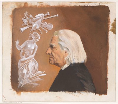 Progetto di copertina per: Jean Rousselot, Franz Liszt. La vita di un grande compositore, c. 1961 da Anonymous