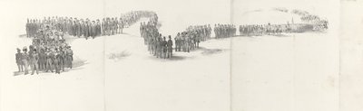 Funerale del defunto re Guglielmo II a Delft il 4 aprile 1849 (foglio 5) (serie Vijf aaneengesloten bladen van de begrafenisstoet van Willem II in 1849) da Anonymous