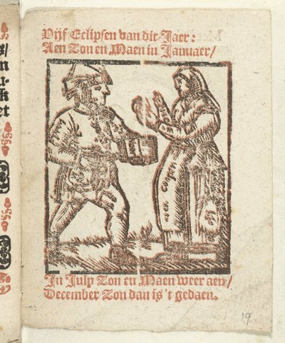 Pagina con figure in piedi di un venditore ambulante e una donna, 1712 da Anonymous