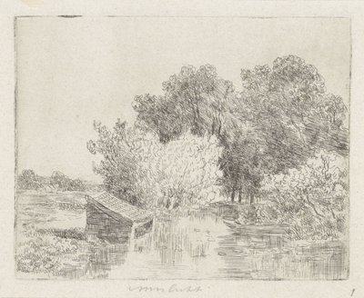 Casa delle barche su un fiume da Anonymous