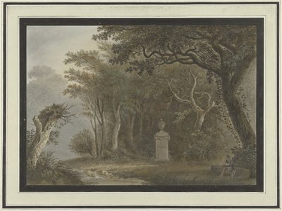 Paesaggio boschivo con monumento a Salomon Gessner da Anonymous