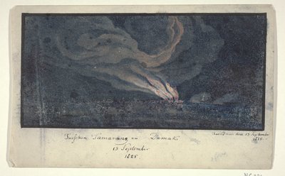 Incendio in un paesaggio a Giava Centrale, 1825 da Anonymous