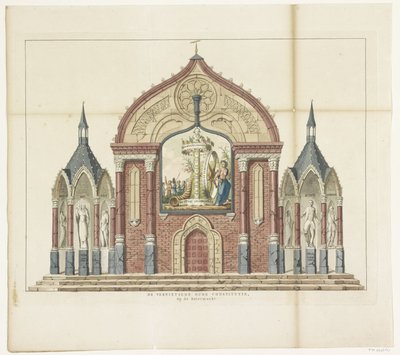 La distruzione della vecchia costituzione, decorazione al Botermarkt, 1795 da Anonymous
