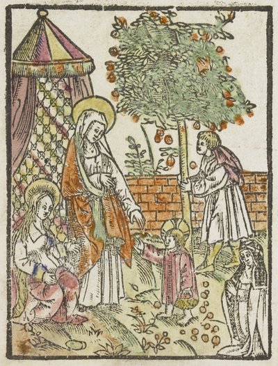 La sacra famiglia nel giardino da Anonymous
