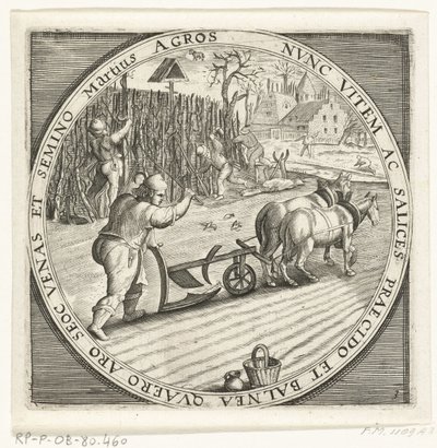 Il mese di marzo, aratura, ca. 1600 da Anonymous