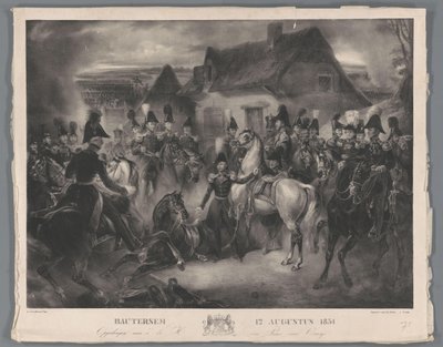 La sostituzione del cavallo ferito del principe di Orange (il futuro re Guglielmo II), durante la battaglia di Boutersem, 12 agosto 1831 da Anonymous