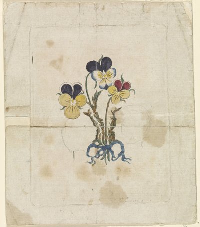 Tre violette con ritratti in silhouette di Guglielmo V, principe di Orange-Nassau, Guglielmina di Prussia e Federico Guglielmo II, re di Prussia da Anonymous