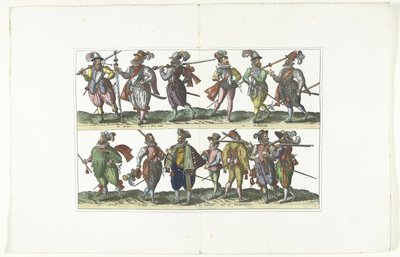 Doppia lastra con tredici cittadini armati in uniforme secondo la moda di Anversa, ca. 1580 da Anonymous