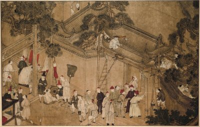 Un tempio con operai al lavoro (serie: Le meraviglie di Mazu) da Anonymous