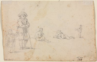 Cinque studi di figure (verso) da Anonymous