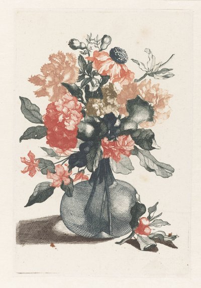 Cinque stampe di fiori in vasi di vetro da Anonymous