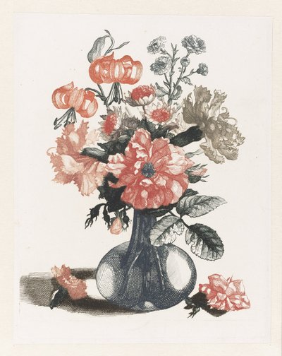 Cinque stampe di fiori in vasi di vetro da Anonymous