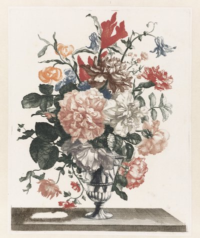 Cinque stampe di fiori in vasi di vetro da Anonymous