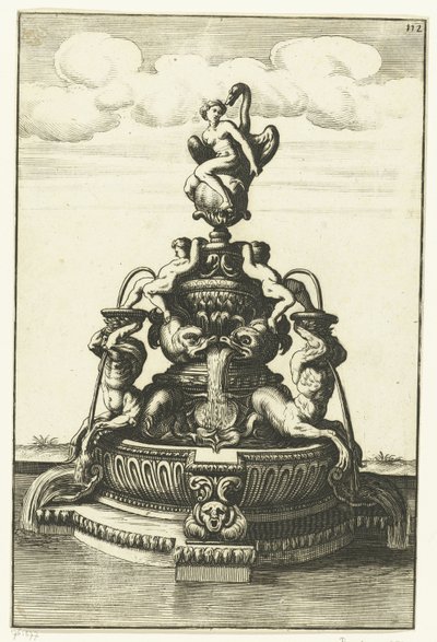 Fontana con Leda e il cigno (Architectura Curiosa Nova) da Anonymous