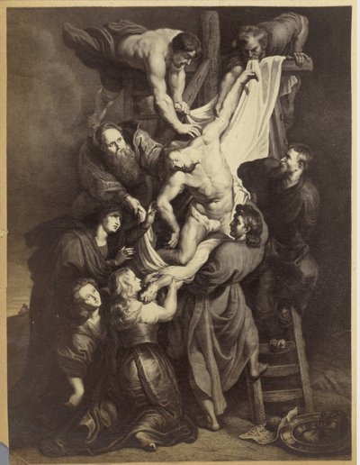 Fotoreproduzione di una stampa del dipinto La deposizione dalla croce di Peter Paul Rubens da Anonymous