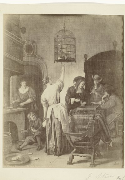 Riproduzione fotografica del dipinto La gabbia del pappagallo di Jan Steen da Anonymous