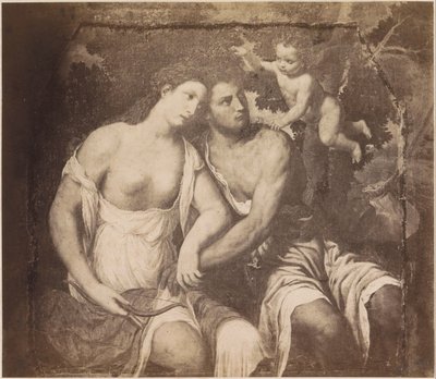 Riproduzione fotografica del dipinto Venere e Adone di Paris Bordone da Anonymous
