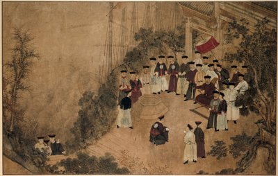 Generale Shi Lang con dignitari presso un pozzo sul mare da Anonymous