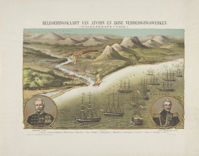 Vista di Atjeh durante la Seconda Spedizione di Atjeh, 1873-1874 (Mappa d