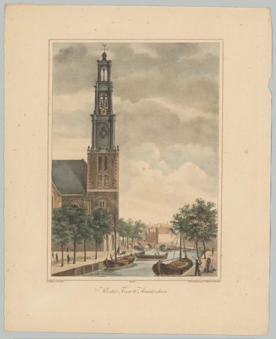 Veduta della Westertoren ad Amsterdam (serie Gezichten van de Zes Voornaamste Torens der Stad Amsterdam, 2de Cahier) da Anonymous