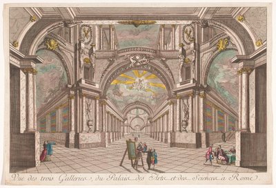Vista delle tre gallerie del Palazzo delle Arti e delle Scienze a Roma da Anonymous