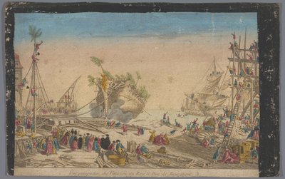Veduta del porto di Rochefort con il varo della nave Duc de Bourgogne il 20 ottobre 1751 da Anonymous