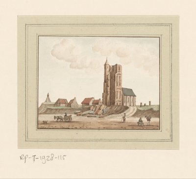 Vista sulla torre crollata a Egmond aan Zee da Anonymous
