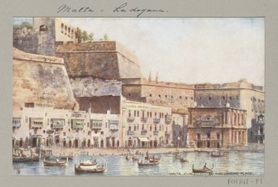 Vista della costa di Malta con molo e dogana da Anonymous