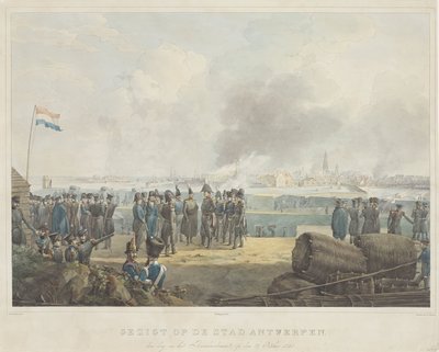 Veduta della città di Anversa, il giorno dopo il bombardamento, il 28 ottobre 1830 da Anonymous