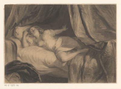 Giovane donna mezza nuda che dorme da Anonymous