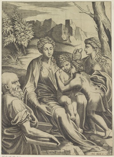 Sacra Famiglia con il giovane Giovanni Battista e Maria Maddalena da Anonymous
