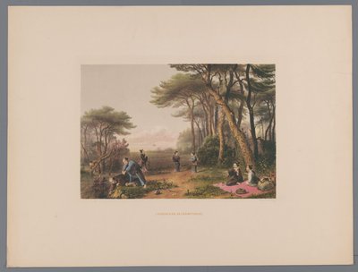 Uomini e donne giapponesi alla ricerca di funghi (serie: Souvenir del Giappone viste dal vero con testo del conte di Lijnden) da Anonymous
