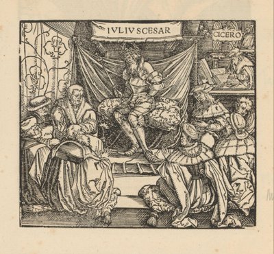 Giulio Cesare in una riunione del consiglio e Cicerone che scrive sullo sfondo da Anonymous